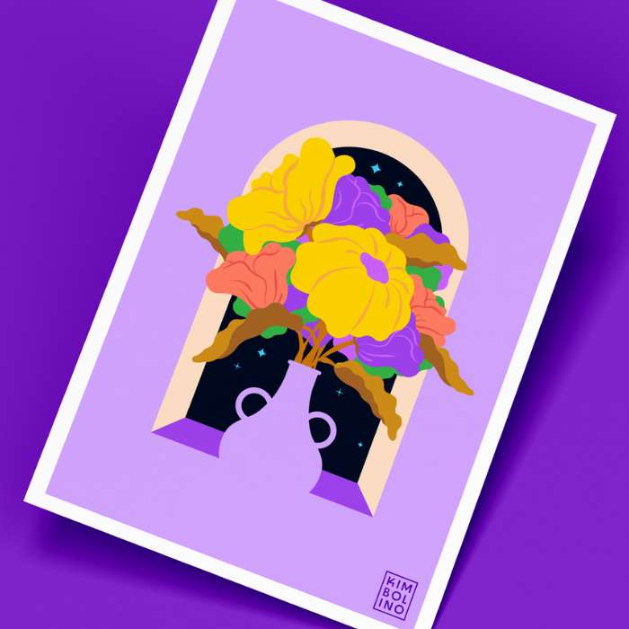 Bright happy flowers print by the artist Kimbolino- Flower Guy