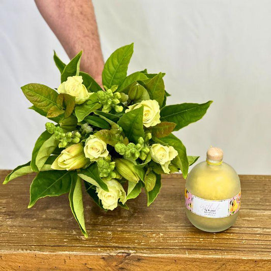 Fig and Pear Bath Crystals with White Flower Bouquet Lilies - Flower Guy