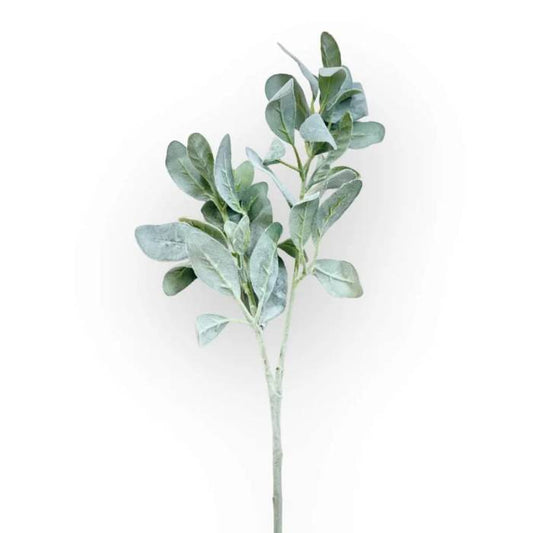 ingle stem of Lamb's Ear Grey Green Artificial Foliage with soft, velvety leaves.