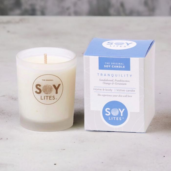 Soy Lites Tranquility Votive Frankincense Sandalwood - Flower Guy