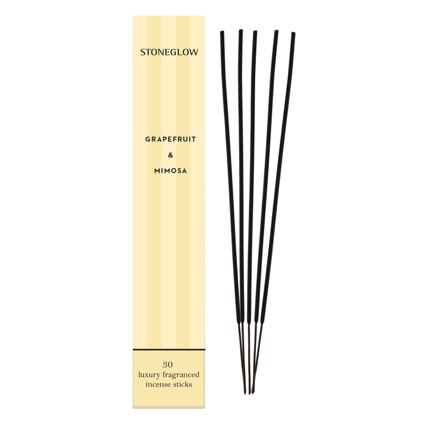 Stoneglow Grapefruit & Mimosa incense sticks with packaging on a white background