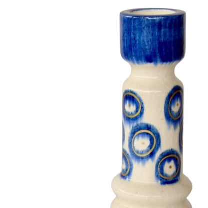Blue Circle Ceramic Candle Stick - alternate view