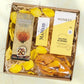Golden Goodness Snack Hamper from Flower Guy packed with nougat, chocolate and dried mango 