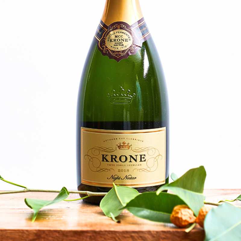 Krone Night Nectar MCC 750ml sparkling wine bottle back label from Flower Guy
