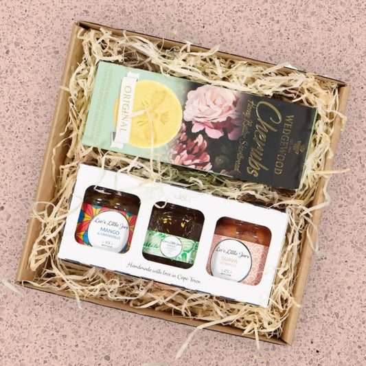 Delicious snack boxes with Wedgewood Cherub biscuits and three delightful jams - Flower Guy