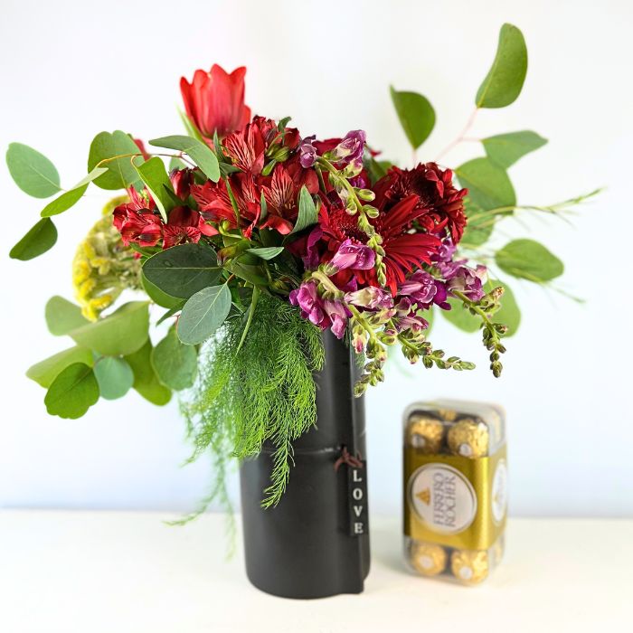 Sophisticated floral gift, Metropolitan Bloom style with Ferrero Rocher - Flower Guy