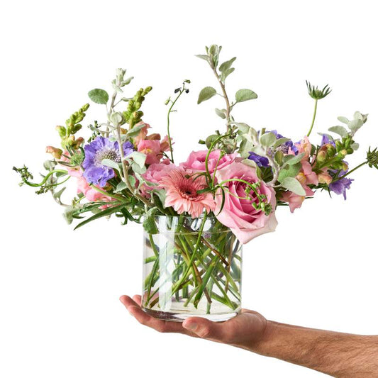 Pastel Dream bouquet arrangement—airy pastel blooms and greens in a glass vase, styled for gifting | Flower Guy