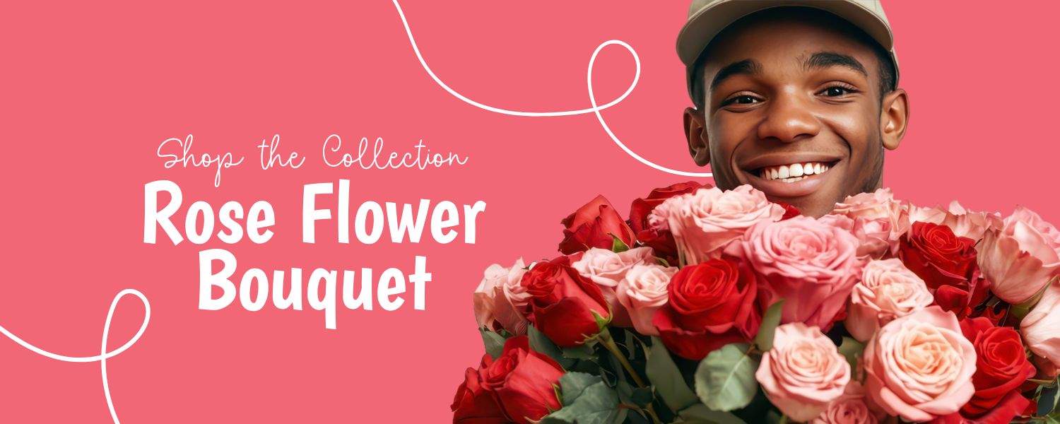 Happy man holding mixed rose flower bouquet – Shop red and pink rose bouquets at Flower Guy for classic romance and joyful gifting