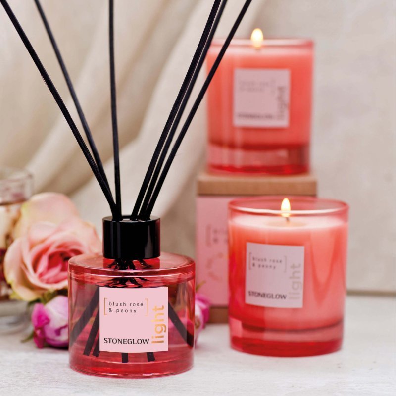 Stoneglow Light Blush Rose and Peony Tumbler Candle - alternate view