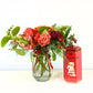 Gift a Beautiful Jar of Red Roses, Dahlias, and Berries and Wedgewood Nougat - Flower Guy