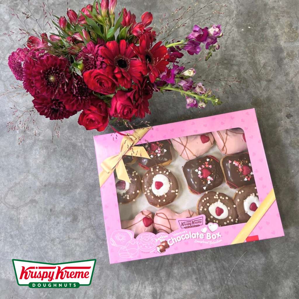 Sweet Blossom Doughnut Box with hazelnut and chocolate treats from Krispy Kreme - Flower Guy
