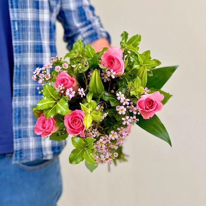 Tokai Treasure Bouquet with pink roses and lilies - Flower Guy
