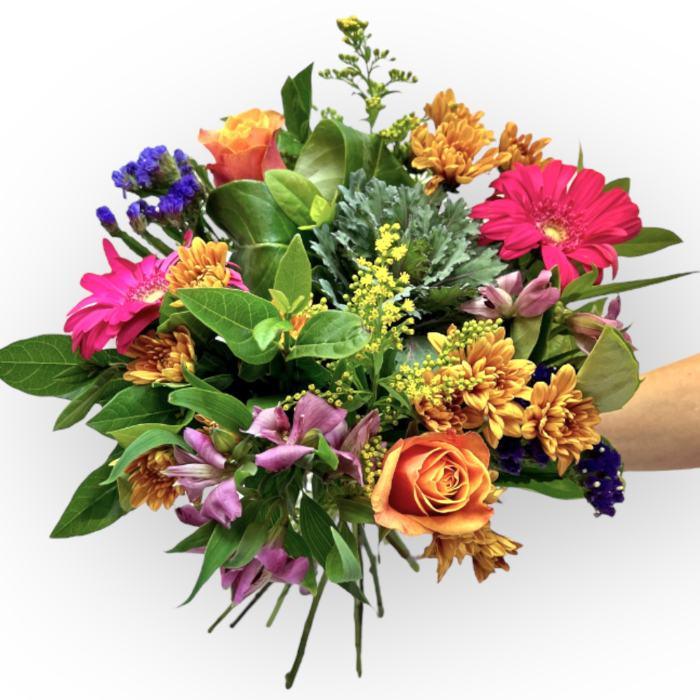 Sparkling unicorn-themed flower bouquet that includes types of flowers like goldenrod and cherry brand roses - Flower Guy