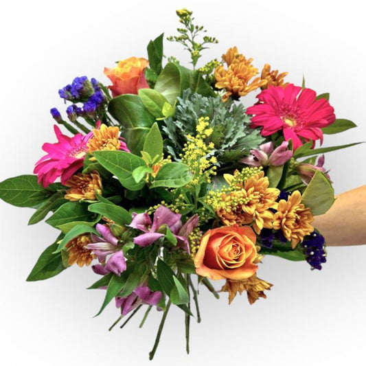 Sparkling unicorn-themed flower bouquet that includes types of flowers like goldenrod and cherry brand roses - Flower Guy