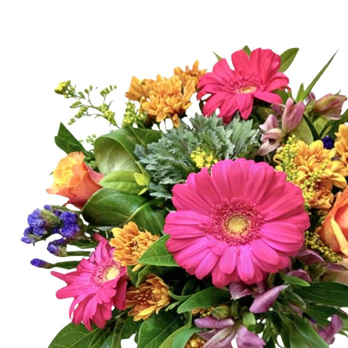 Unicorn Flower Bouquet close-up—colourful seasonal mixed flowers with greenery in a playful, whimsical arrangement | Flower Guy