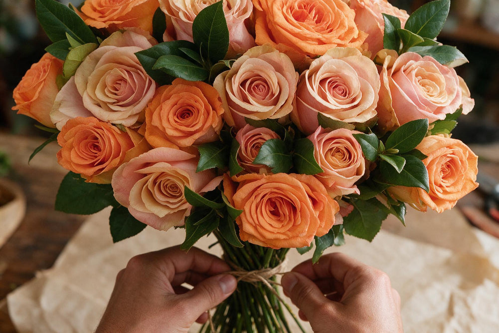 Fresh V and A Waterfront Flower and Gift Delivery wrapped in kraft paper for same-day delivery