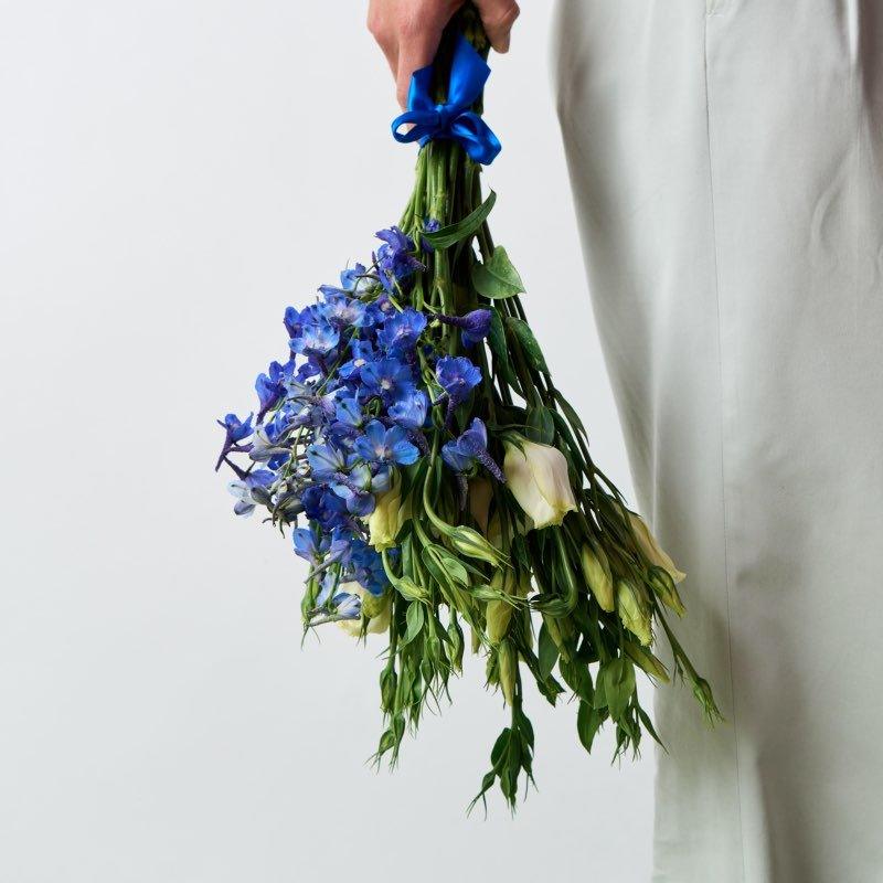 Aquamarine Bouquet, Ocean-inspired bouquet, man holding flowers - Flower Guy