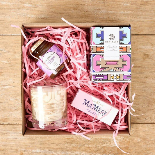 Jam Candle Gift Box, Cape Town Artisans Nectarine and Violet Jam- Flower Guy